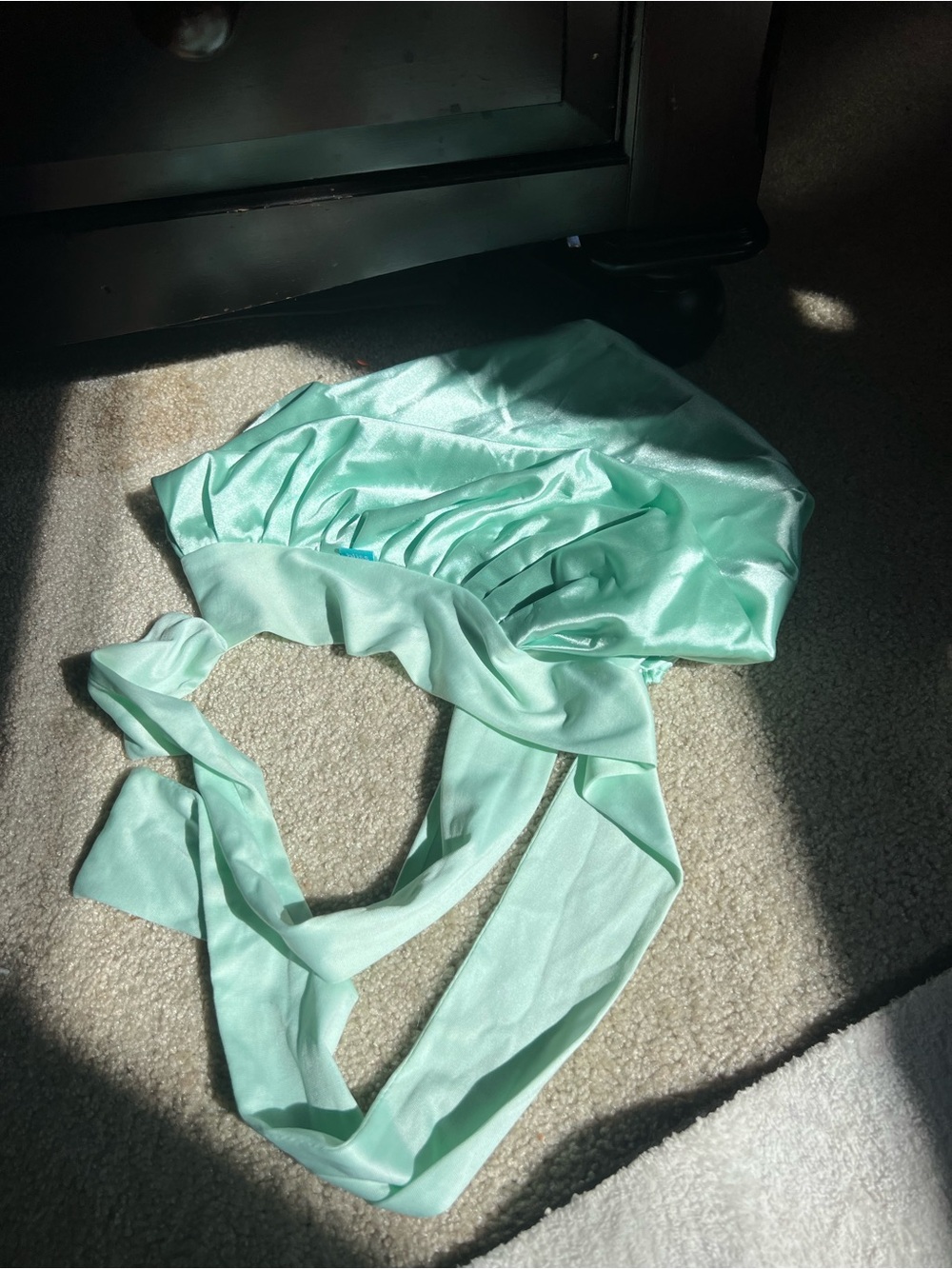Bliss Satin Tie-Back Bonnet in teal